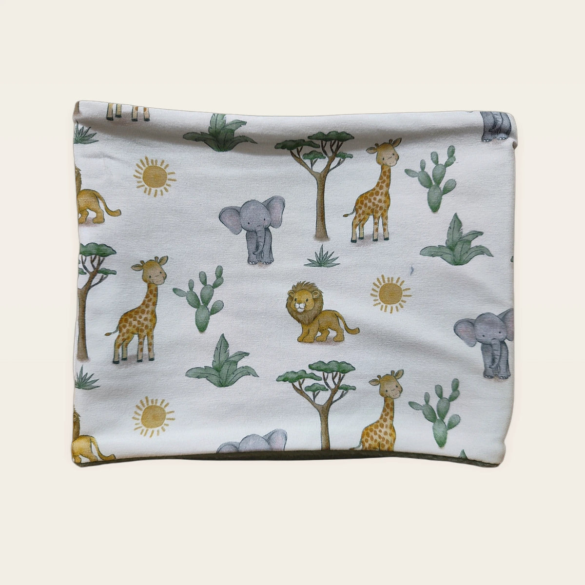 Braga de cuello infantil Animalitos de la sabana Baobab colocada en plano [Variant: Pale mint]