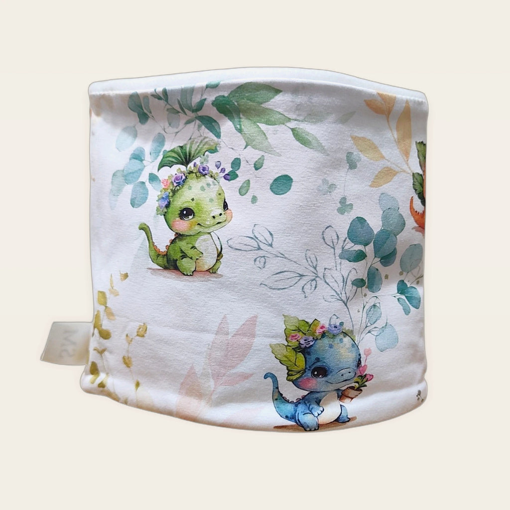 Braga de cuello infantil Dragoncitos estirada, vista del anverso estampado [Variant: Blanco]