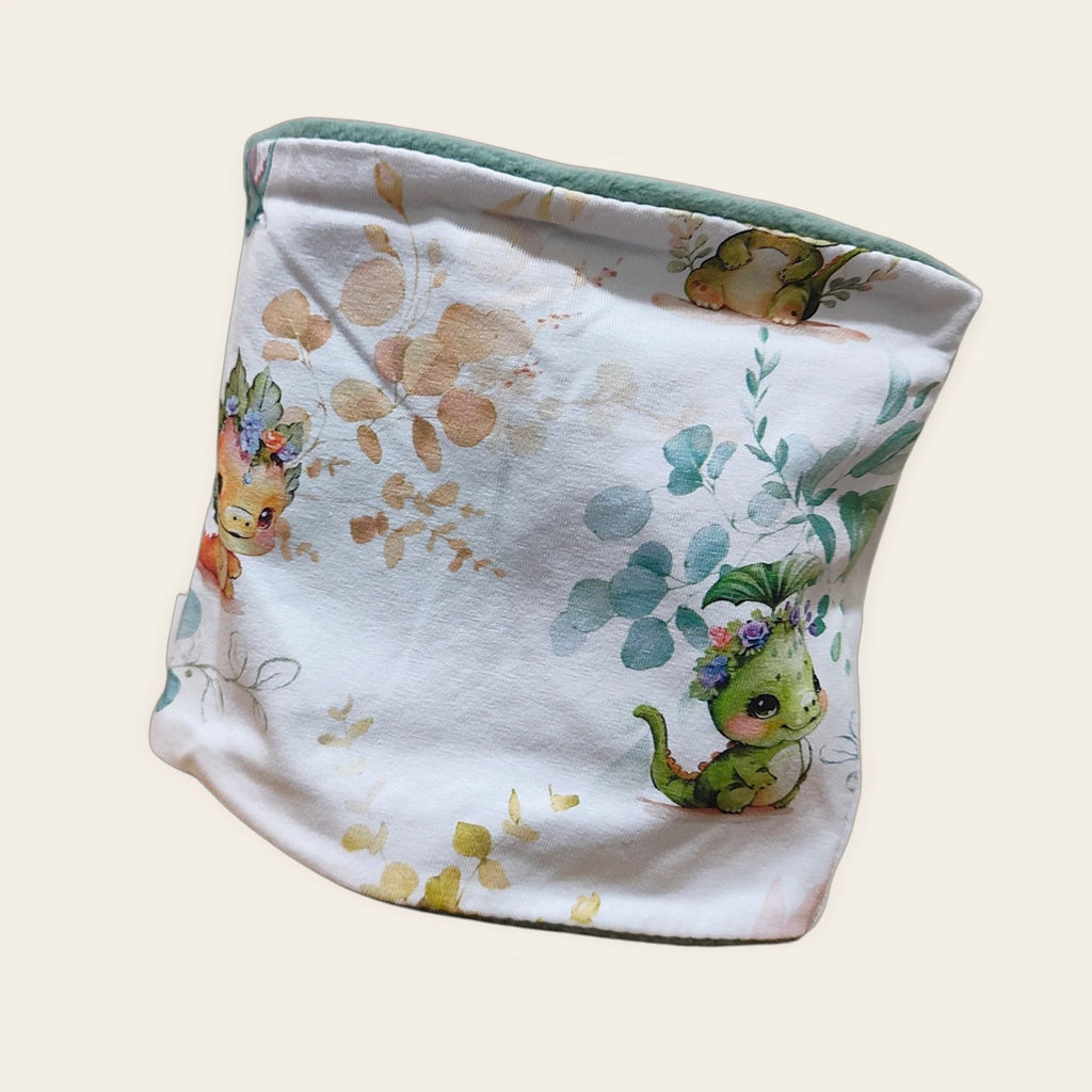 Braga de cuello infantil Dragoncitos estirada, vista del anverso estampado [Variant: Pale mint]