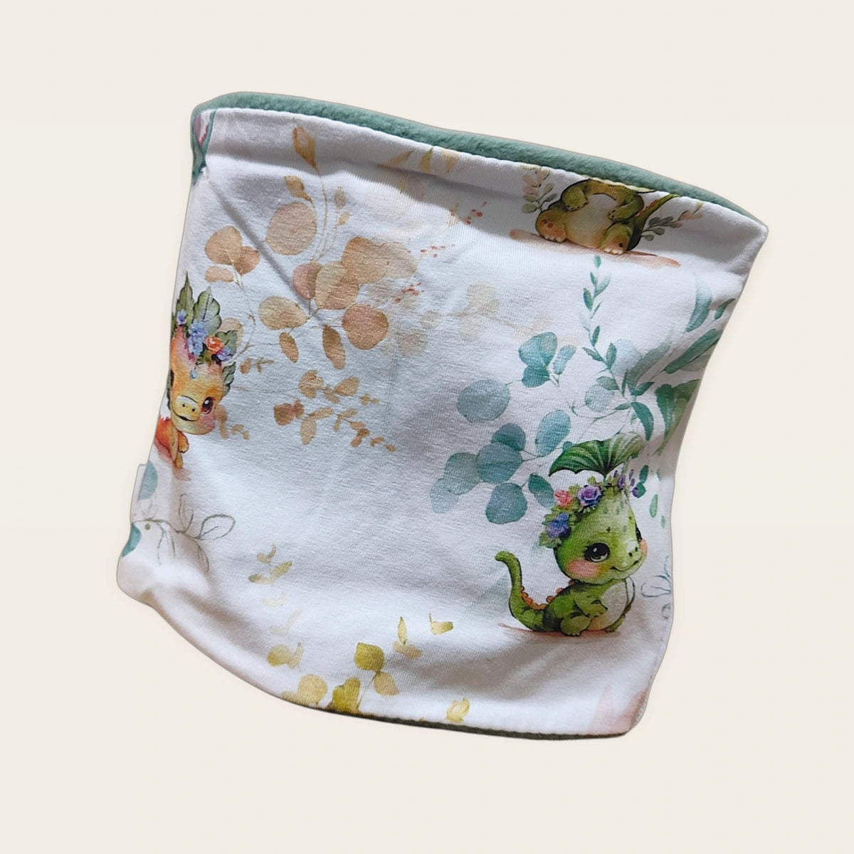 Braga de cuello infantil Dragoncitos estirada, vista del anverso estampado [Variant: Pale mint]