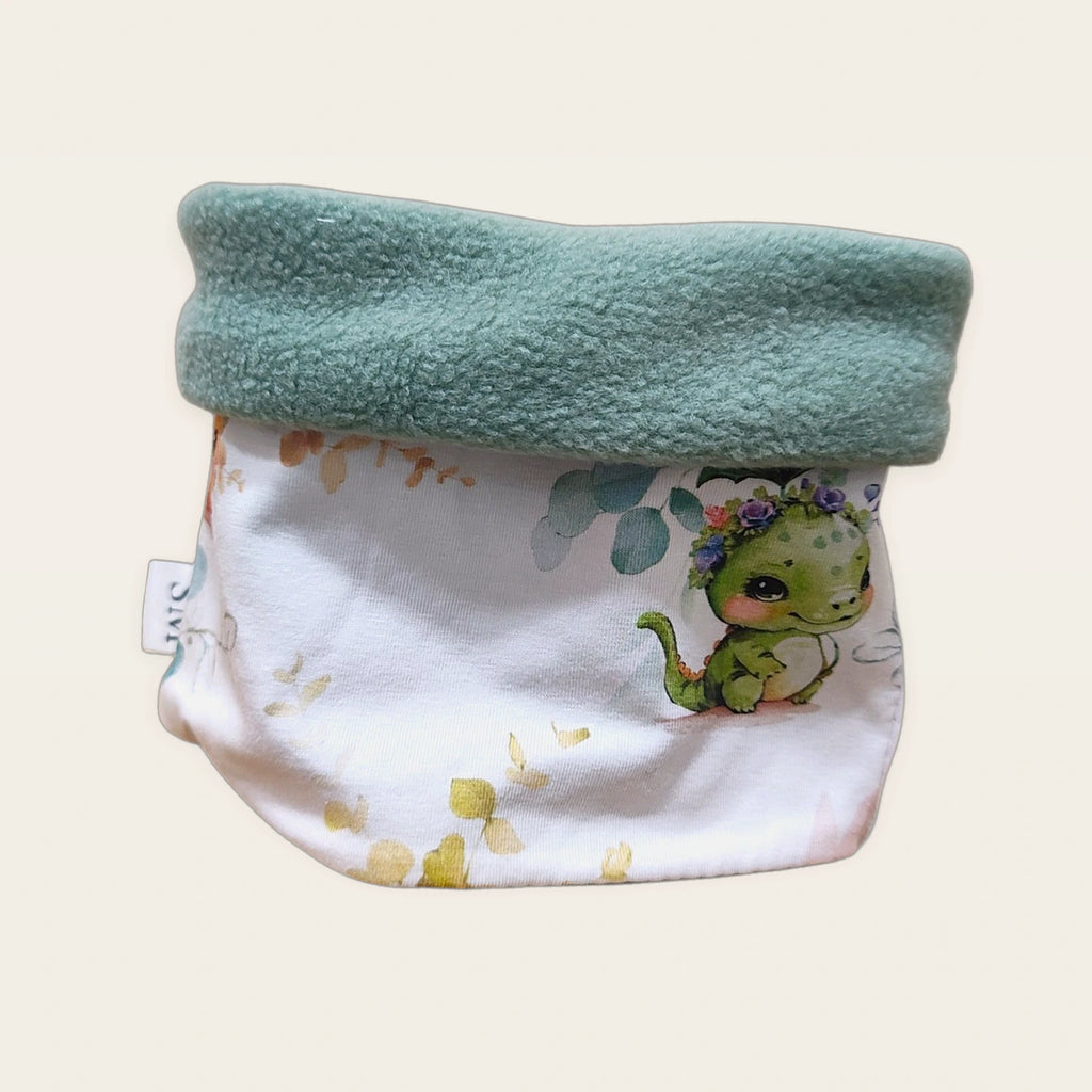 Braga de cuello infantil Dragoncitos con el cuello doblado y el polar pale mint visible [Variant: Pale mint]
