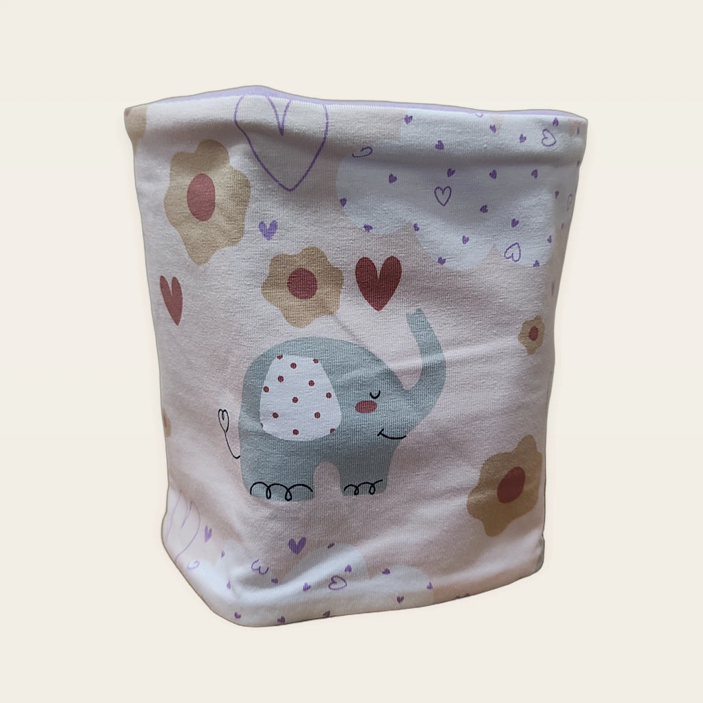 Braga de cuello infantil Elefantes rosa estirada, vista del anverso estampado [Variant: Lila claro]