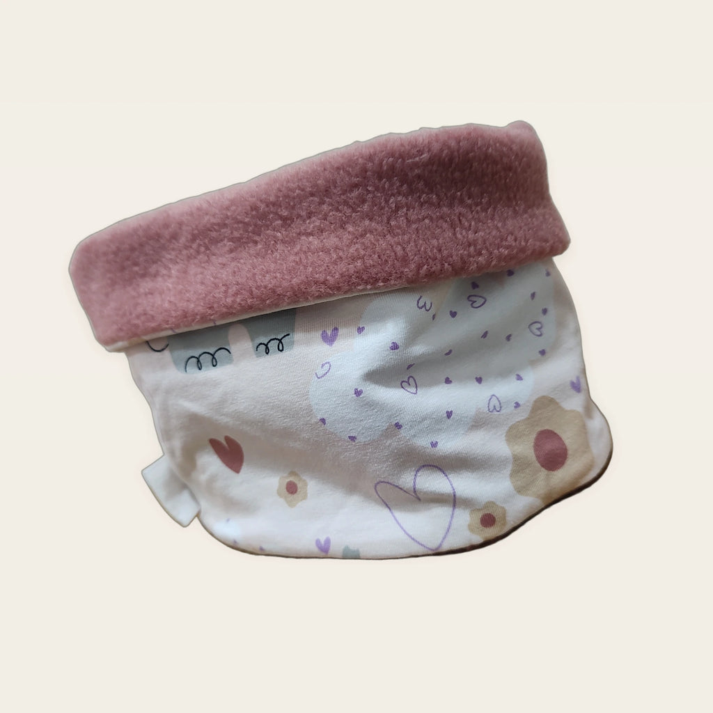 Braga de cuello infantil Elefantes rosa con el cuello doblado y el polar old rose visible [Variant: Old rose]