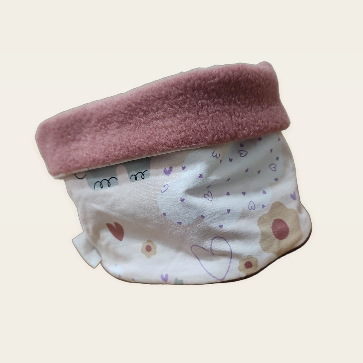 Braga de cuello infantil Elefantes rosa con el cuello doblado y el polar old rose visible [Variant: Old rose]