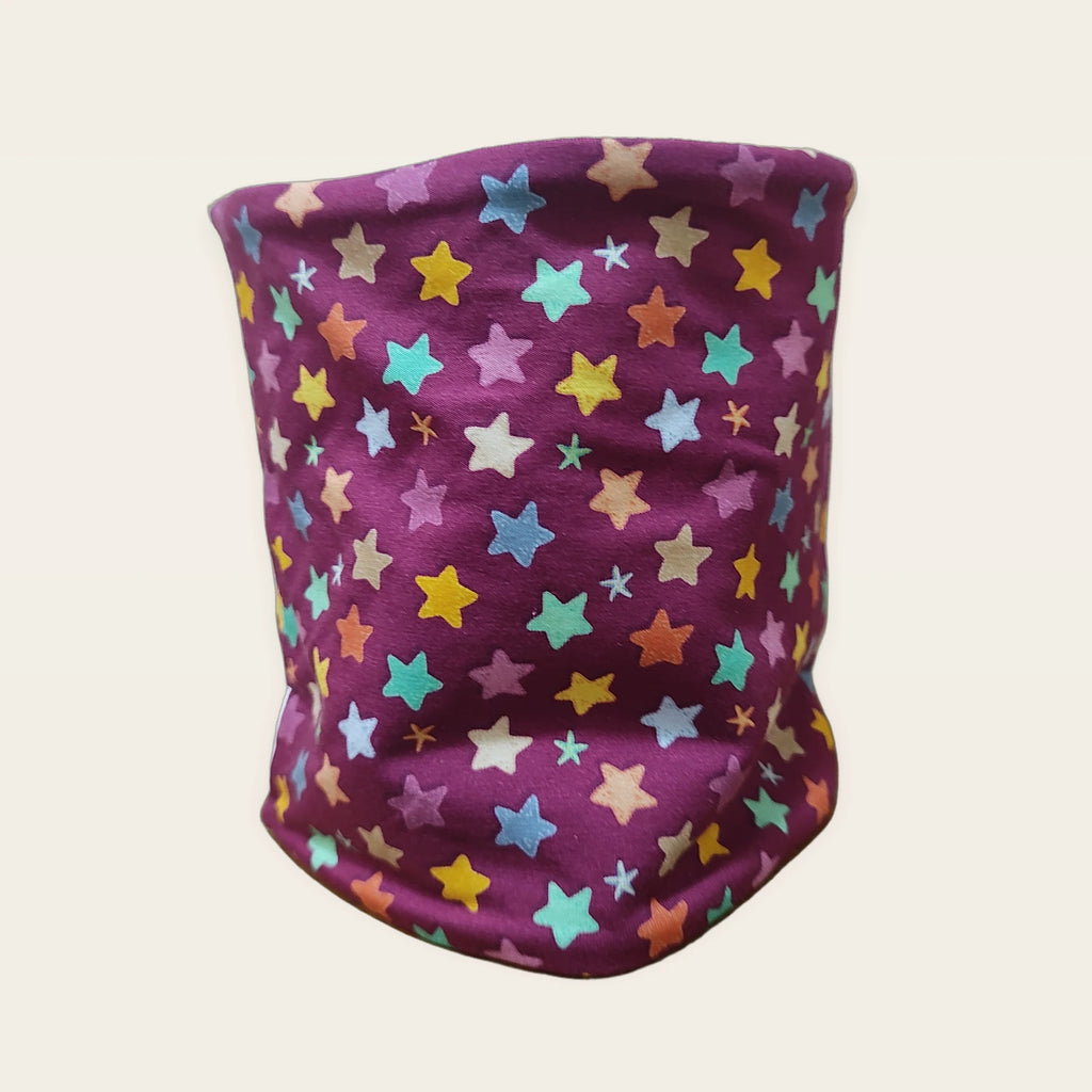 Braga de cuello infantil Estrellas estirada, vista del anverso estampado [Variant: Amarillo]