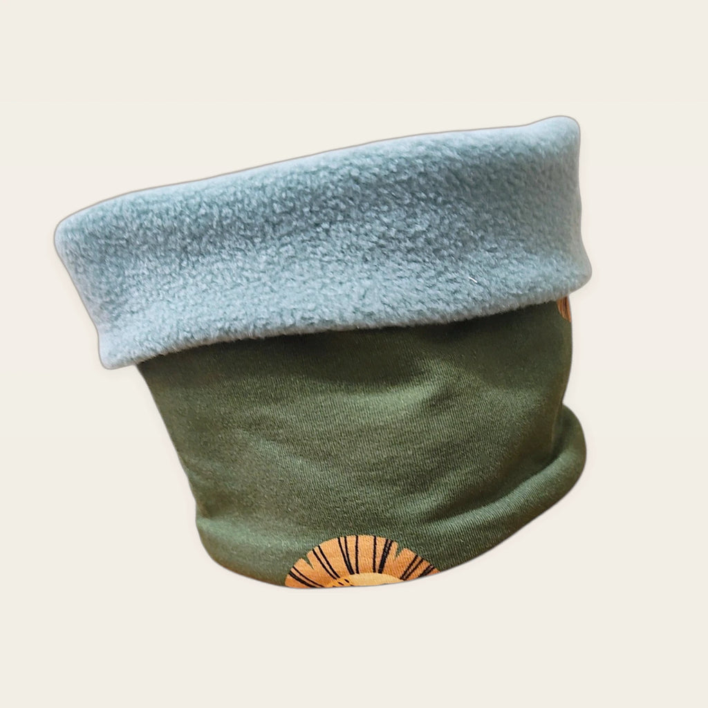 Braga de cuello infantil León verde con el cuello doblado y el polar pale mint visible [Variant: Pale mint]