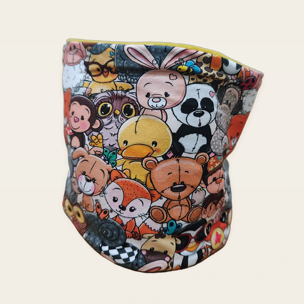 Braga de cuello infantil Peluches estirada, vista del anverso estampado [Variant: Amarillo]