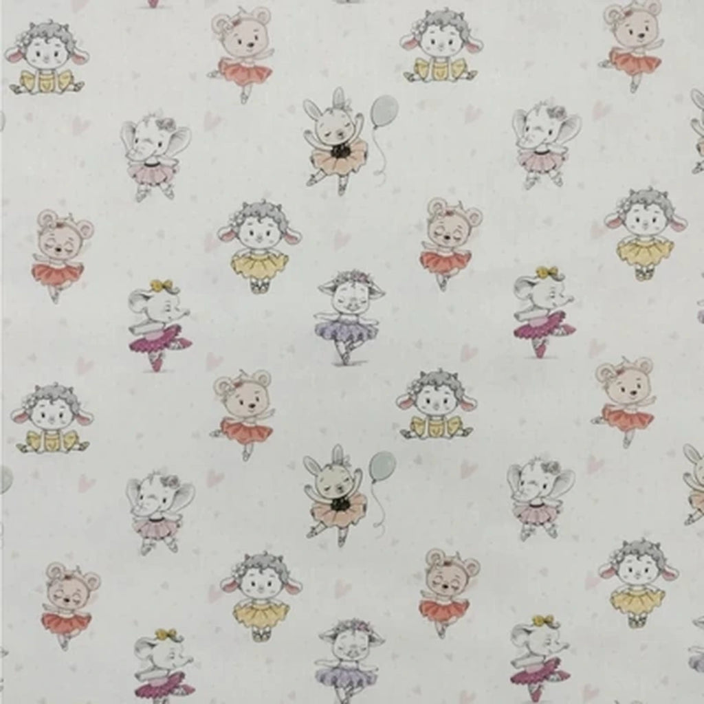 Detalle del estampado Bailarinas sobre tela de algodón