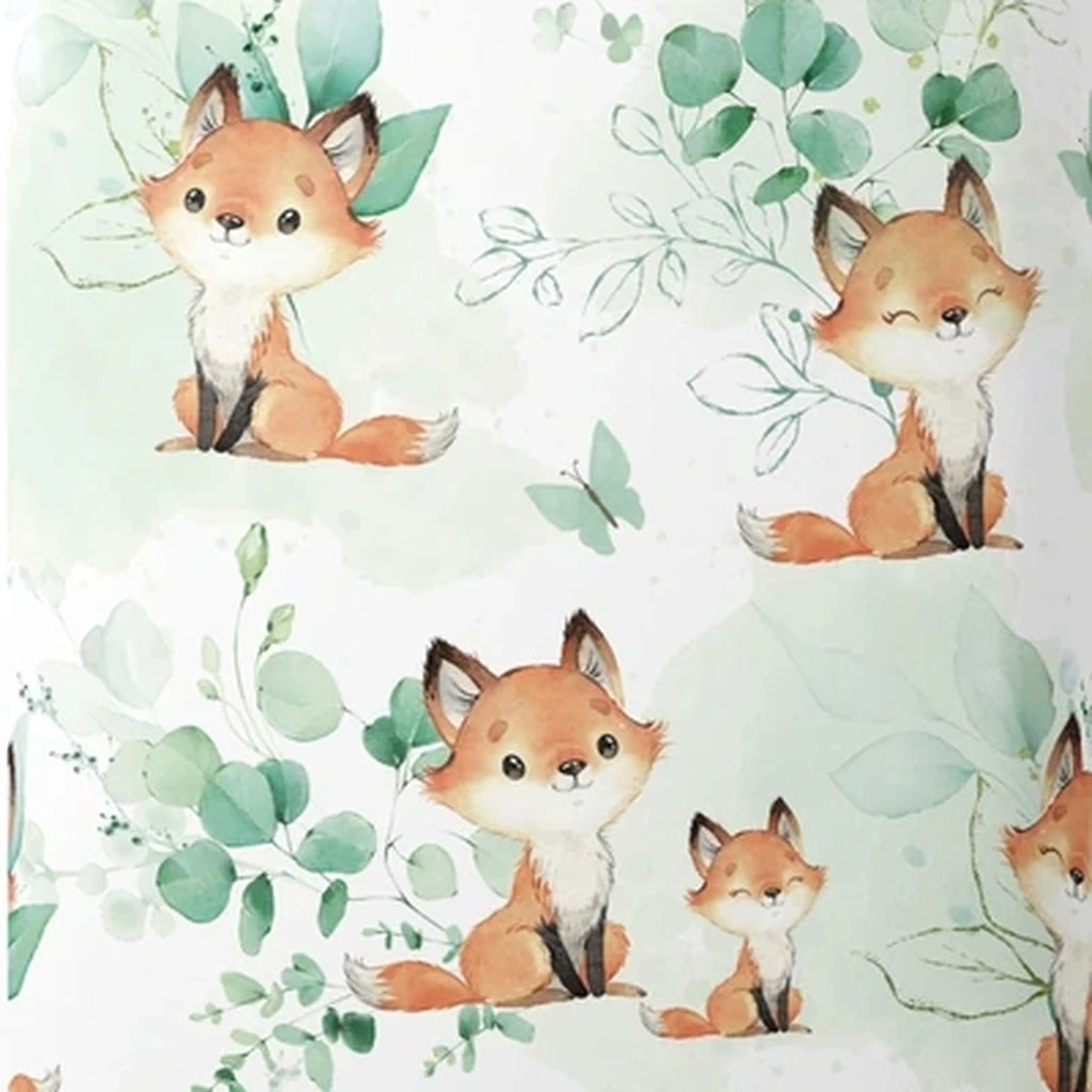 Detalle del estampado Zorritos sobre tela de algodón